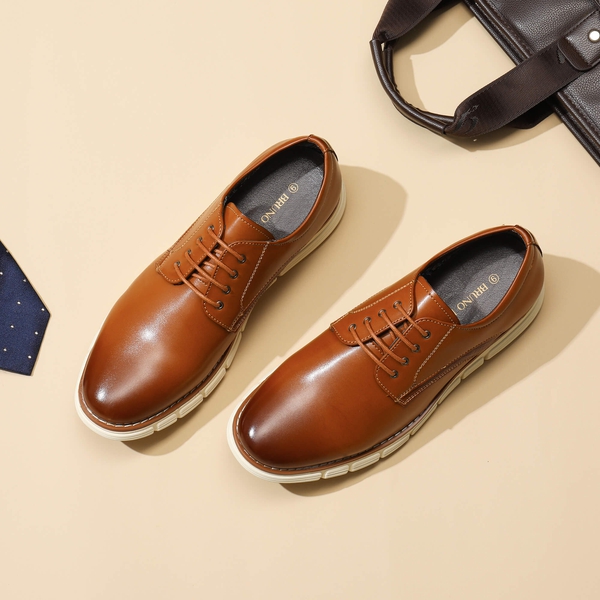 [CrossFlex NeatPolish] Men's Comfortable Casual Oxford Sneakers - BROWN - 6